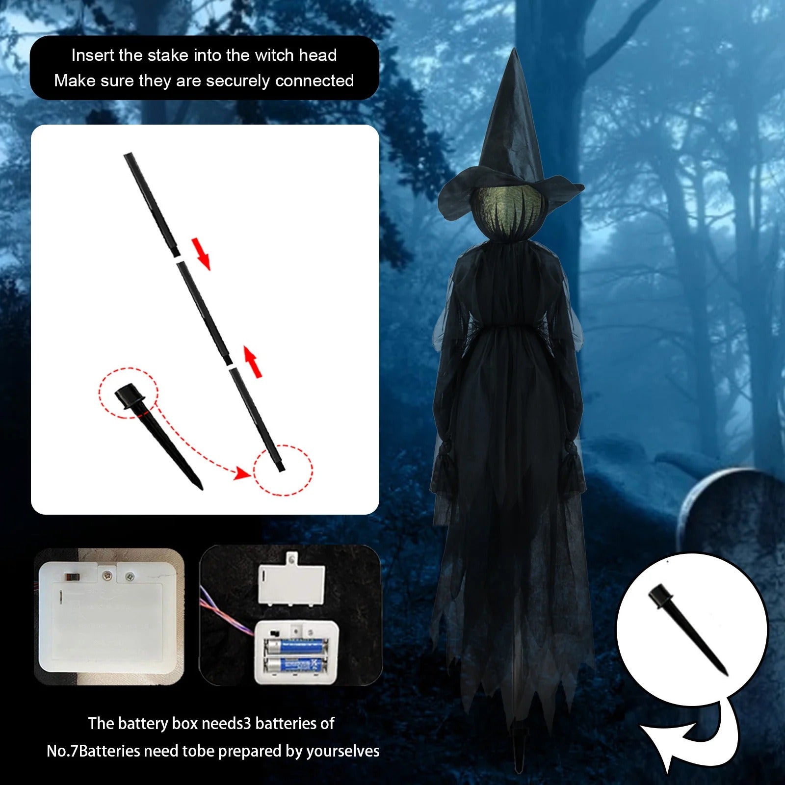 Brujas Colgantes con Luz y Sonido Activado por Voz