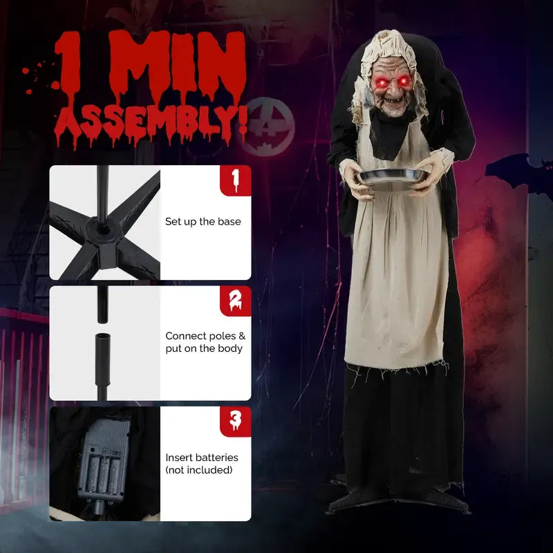 Figura Animatrónica del Segador del Terror con Luz y Sonido | Decoración Gigante para Halloween